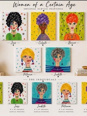 Women of a Certain Age - Colorful Portrait Wall Art Set (Five Pieces)